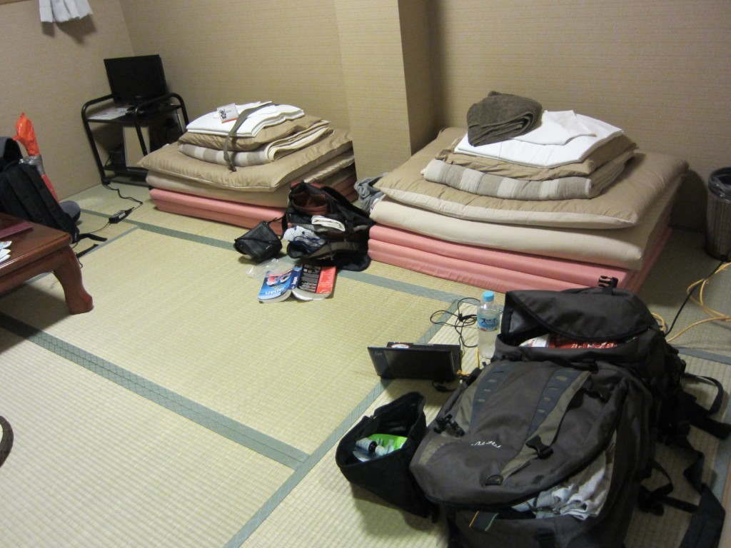 A lot less space than we had in Osaka. [2010/09/22 - Kyoto/Hana Hostel Kyoto]
