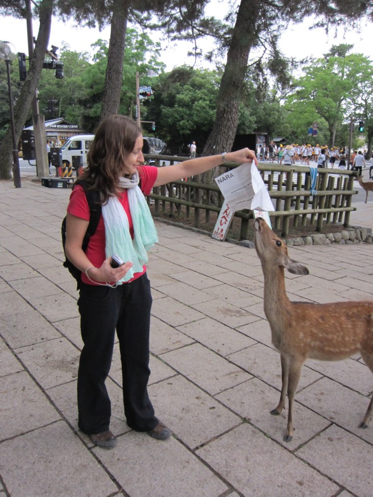 Pauline and the map-eating deer. [2010/09/24 - Nara]